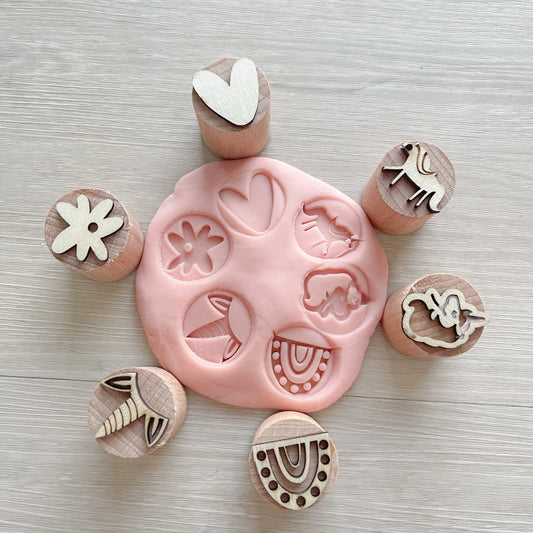Wooden Play Dough Stamp Set