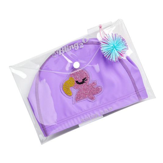 Purple Flamingo Swim Cap