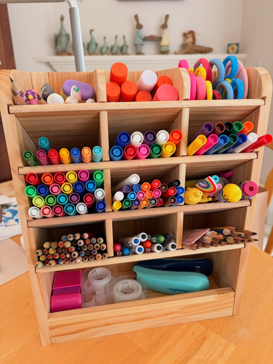 Crayon & Marker Organizer - Varnished solidwood